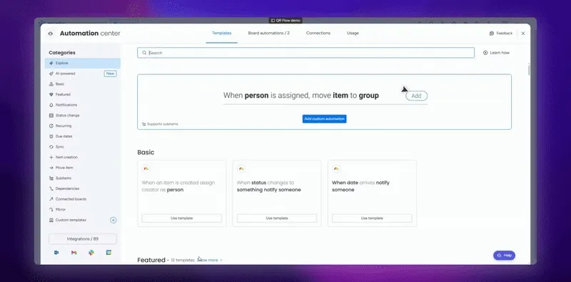 Creating QR code via custom automation builder