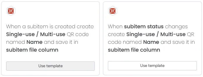 Creating QR code in subitems