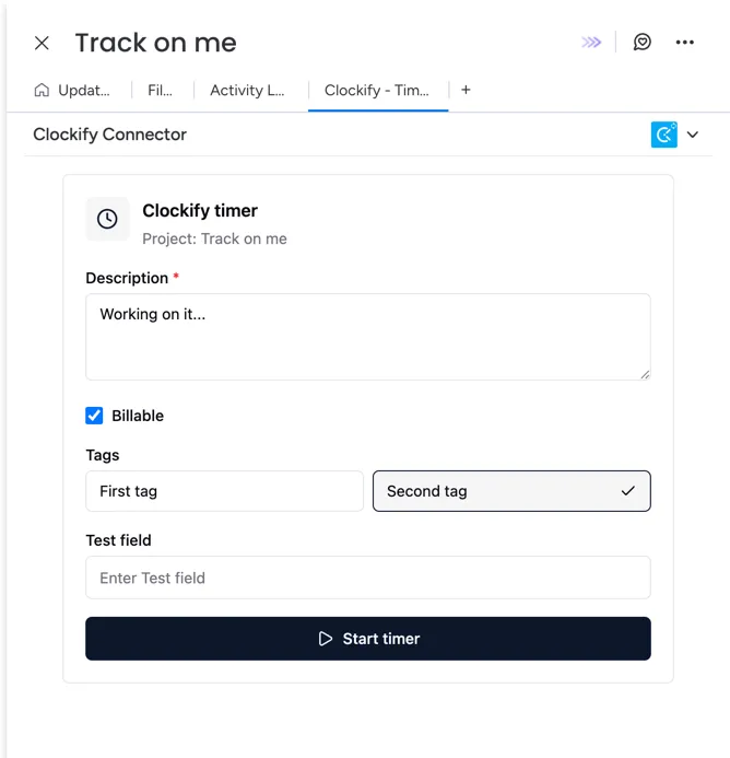 Timer form